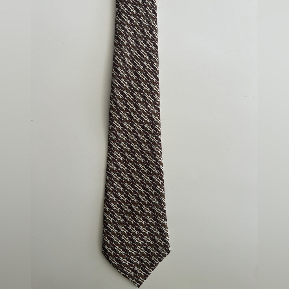 Hand Work 100% Thai Silk Brown and White Tie – Made in Thailand